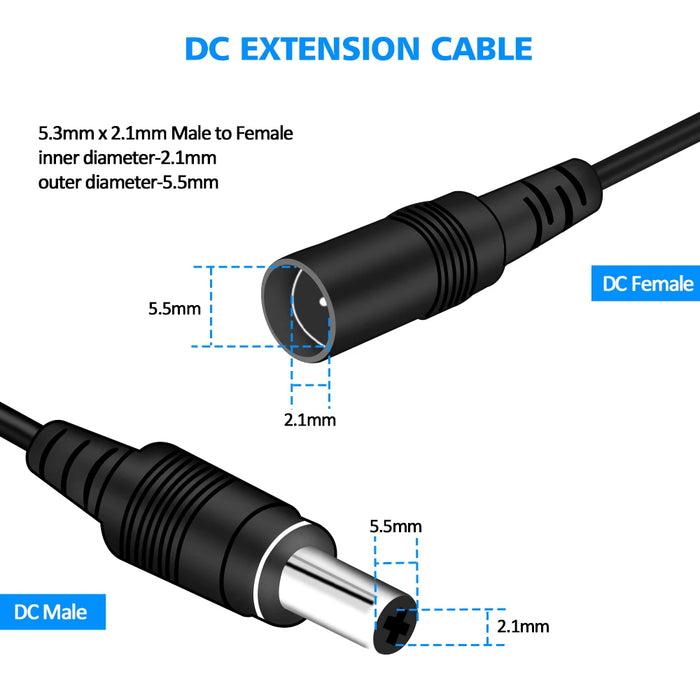 2M 6.56FT/ 5M 16.5FT / 10M 33FT cavo di Prolunga DC 5.5x2.1mm Cavo di Alimentazione Cavo di Prolunga Per Telecamera di Sicurezza CCTV 12 Volt Cavo di Estensione