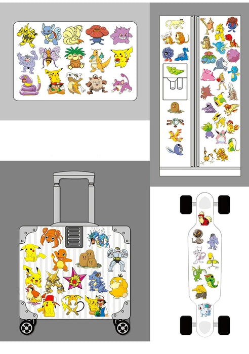 100/200/300 pz Pokemon Kawaii Pikachu adesivi decorazione decalcomanie Laptop Skateboard auto bagagli telefono adesivo impermeabile giocattolo