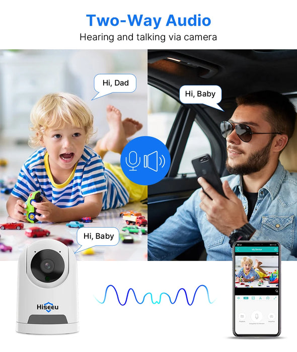 Hiseeu 2K 4MP PTZ Telecamera IP WIFI Wireless Smart Home Security Telecamera di sorveglianza Audio bidirezionale Telecamera per animali domestici per interni