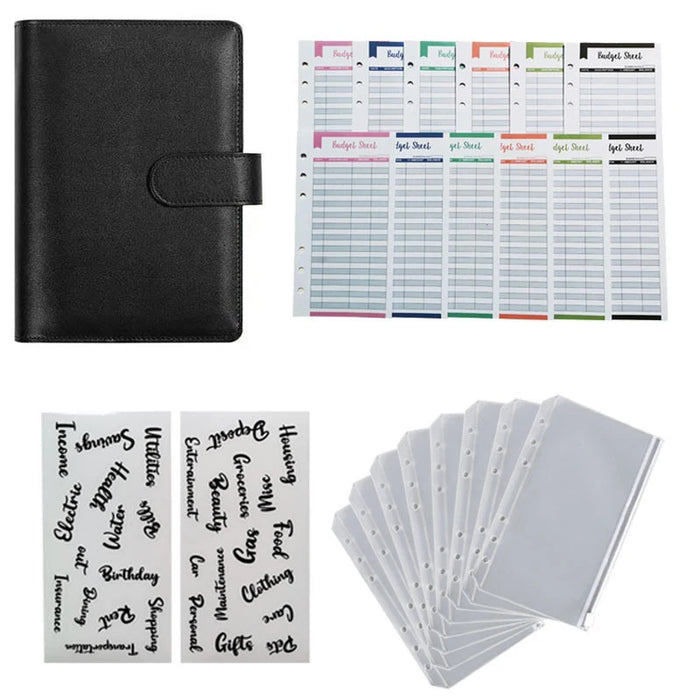 A6 Budget legers Planner 6 fori 8 buste con cerniera 2 adesivi in un portafoglio per NoteBook per risparmiare denaro Organizer sistema di cassa