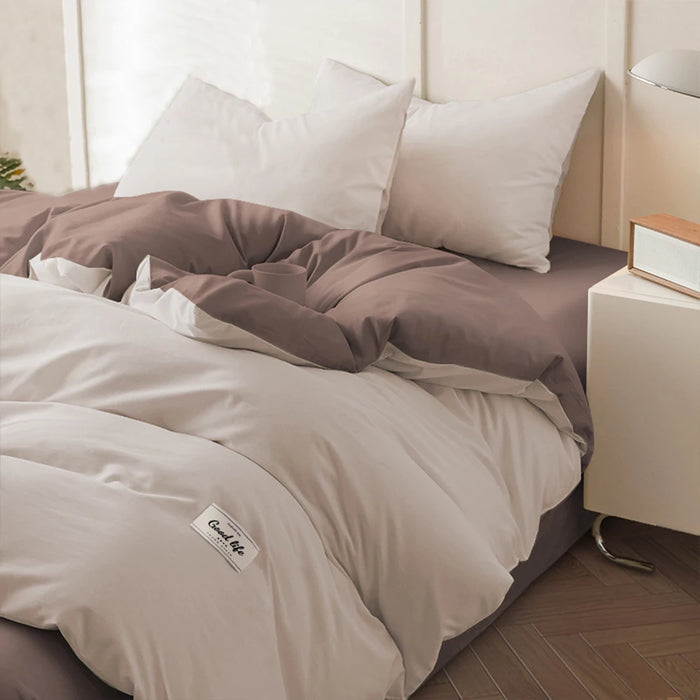 Biancheria da letto YanYangTian set biancheria da letto in cotone lavato Set di lenzuola in quattro pezzi set di Comfort copripiumino per letto coppia di natale solido