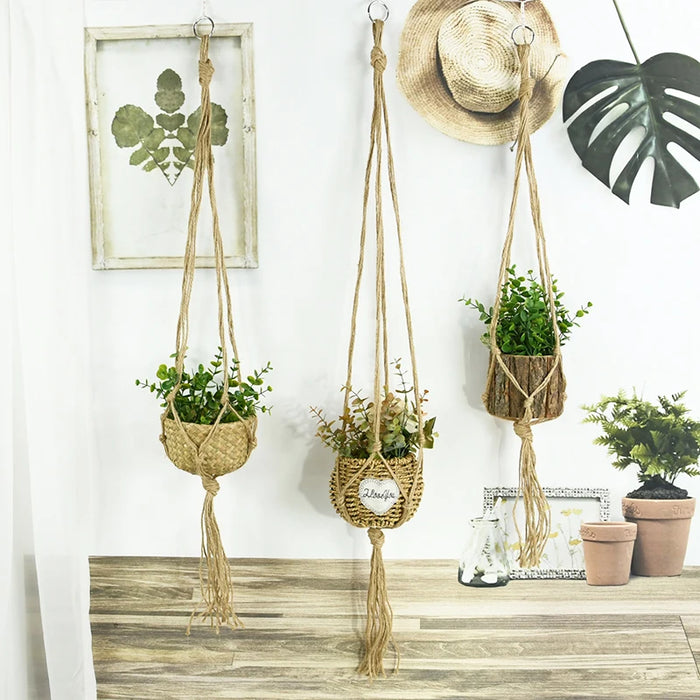 Cesto appeso per piante da giardinaggio appendiabiti in corda di cotone vaso da fiori Macrame tasca per vasi fatta a mano decorazione del cortile del giardino della parete di casa