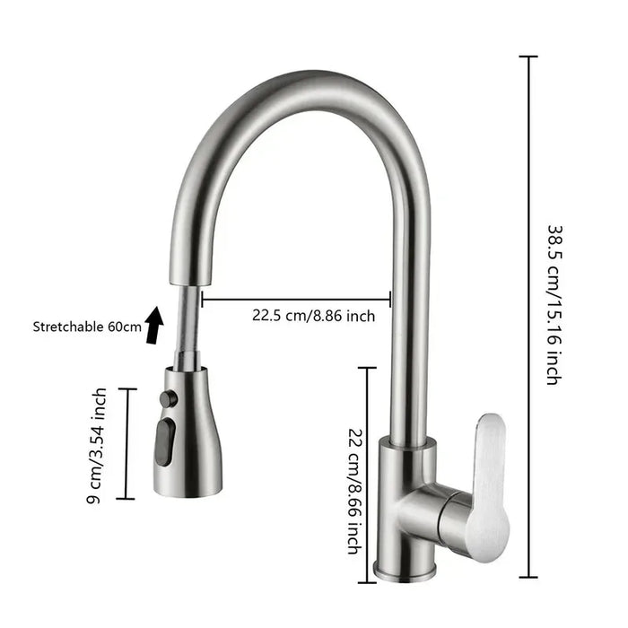 Rubinetti da cucina 304 in acciaio inox estraibile lavello da cucina rubinetto dell'acqua miscelatore montato sul ponte testa spruzzatore a flusso rubinetti caldi e freddi