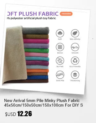 2024 piccola dimensione 50x50cm Squishy Mochi Stetch Minky tessuto 95% poliestere 5% Spandex Stretch 4 lati tessuto peluche per SewingToy fai da te