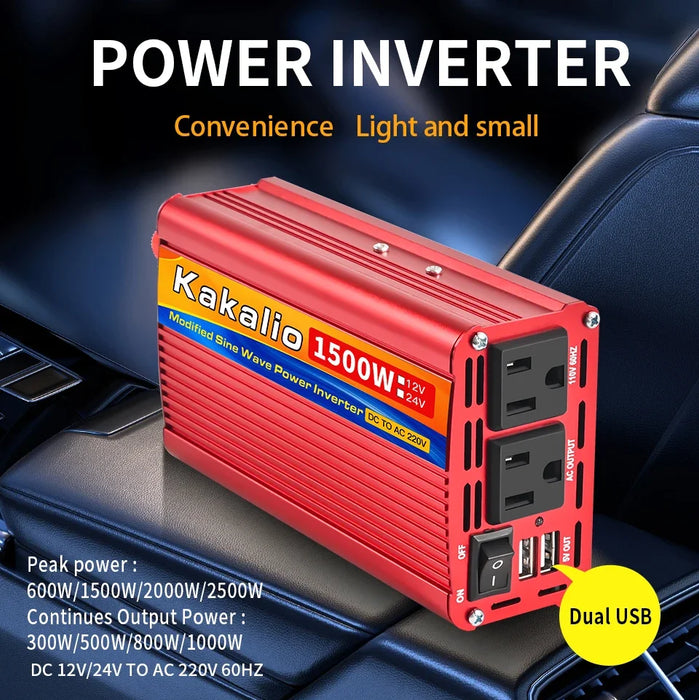 Inverter 60HZ 12V/24V110V600W1500W2000W2500W convertitore migliorato per uso domestico presa americana di alimentazione per auto portatile a onda sinusoidale modificata