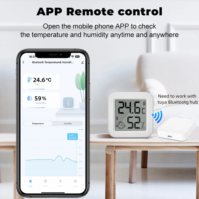 Il più nuovo sensore di umidità della temperatura Tuya Bluetooth termometro LCD Mini igrometro elettrico intelligente APP telecomando casa