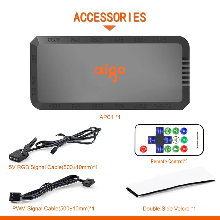 Aigo APC1 4pin PWM 6 porte ARGB 3pin 5v regolatore di velocità regolatore di Computer universale custodia per PC ventola di raffreddamento Hub telecomando