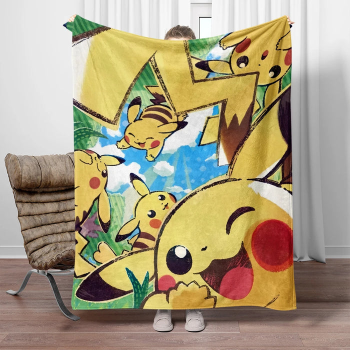 Coperta Pokemon cute Pikachu regalo di compleanno per mantenere la coperta calda coperta sottile super carina Picnic portatile Anti-Pilling