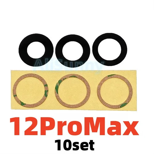 AliSunny 10 pezzi di vetro per fotocamera posteriore per iPhone 7 8 Plus 6 6S 6Plus 7Plus X XR XS Max 11 12 copriobiettivo posteriore 3M parti del supporto adesivo