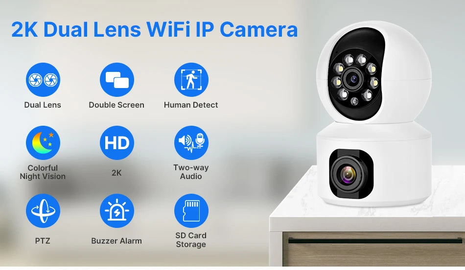 Hiseeu 2K 4MP PTZ Telecamera IP WIFI Wireless Smart Home Security Telecamera di sorveglianza Audio bidirezionale Telecamera per animali domestici per interni