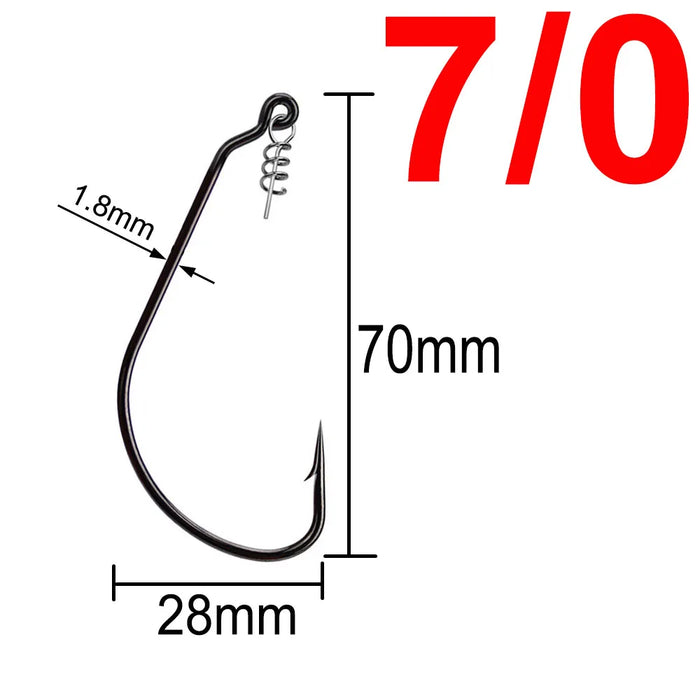 20pcs Wide Gap Worm ami da pesca Jig Crank Big Bass Hook Black High Carbon Steel Crank spinato Hook per Soft Fishing Lure