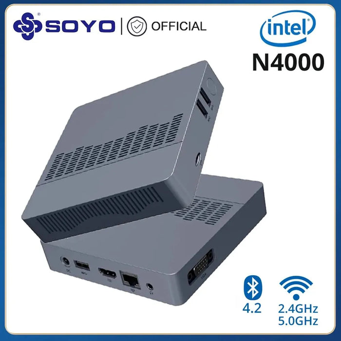 SOYO M2 Air Mini PC: potente 6GB RAM, 128GB EMMC, Intel N4000, Windows 11 Pro-compatto e ideale per casa, affari e giochi