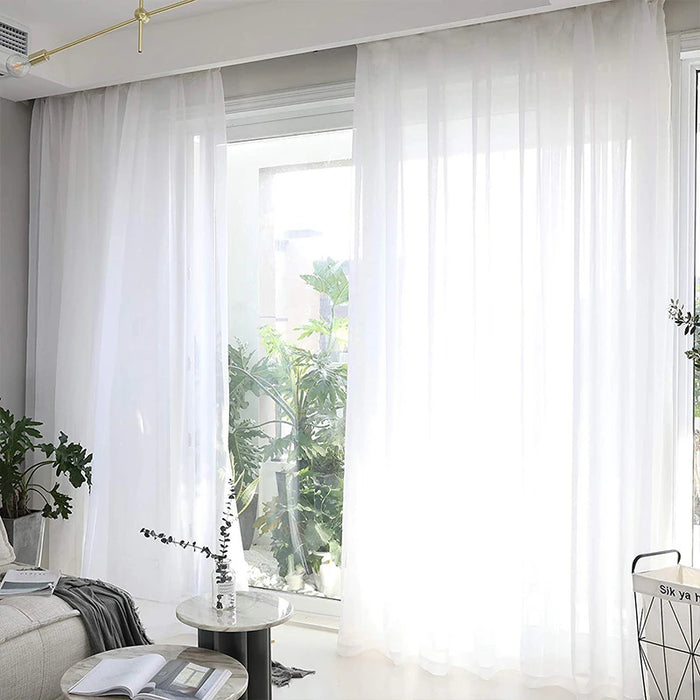 2 pezzi tende in Voile bianco matrimonio tinta unita decorazione della casa finestra tendaggi in Tulle Chiffon trasparente moderna schermatura della finestra della camera da letto