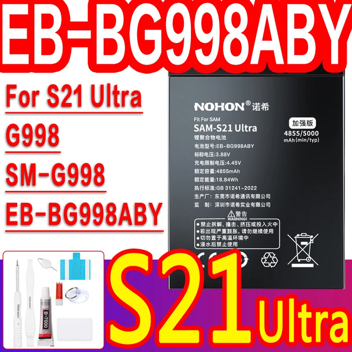 NOHON Batteria Per Samsung Galaxy S8 S9 Plus S10e S10 S20 Ultra S21 FE S10x Nota 10 Plus 8 S7 Edge S6 S5 A50 A30 A30S Batterie