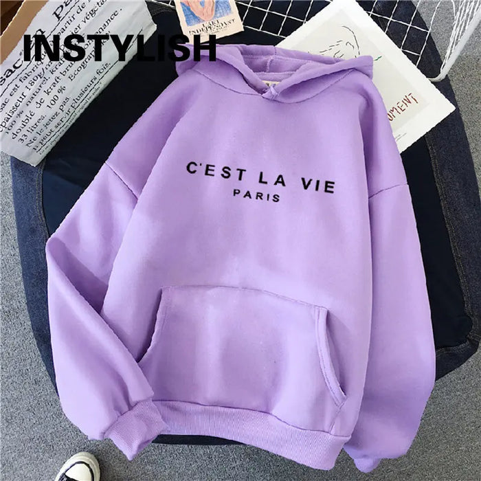 Felpe con cappuccio larghe con stampa Casual da donna felpa con cappuccio a maniche lunghe primaverili Harajuku top semplici Pullover stile pigro 2023 Streetwear