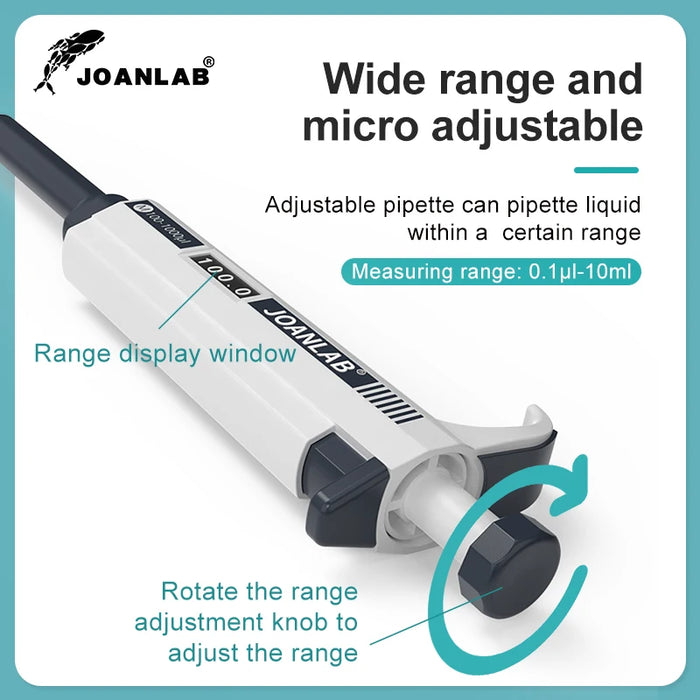 JOANLAB Micropipette da laboratorio pipetta automatica pipetta in plastica regolabile digitale attrezzatura da laboratorio chimica con puntali per Pipette