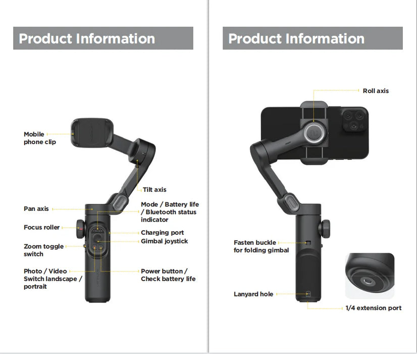 Stabilizzatore cardanico palmare a 3 assi AOCHUAN per Smartphone con luce di riempimento per iPhone Android Face Tracking Tiktok Vlog Smart XE