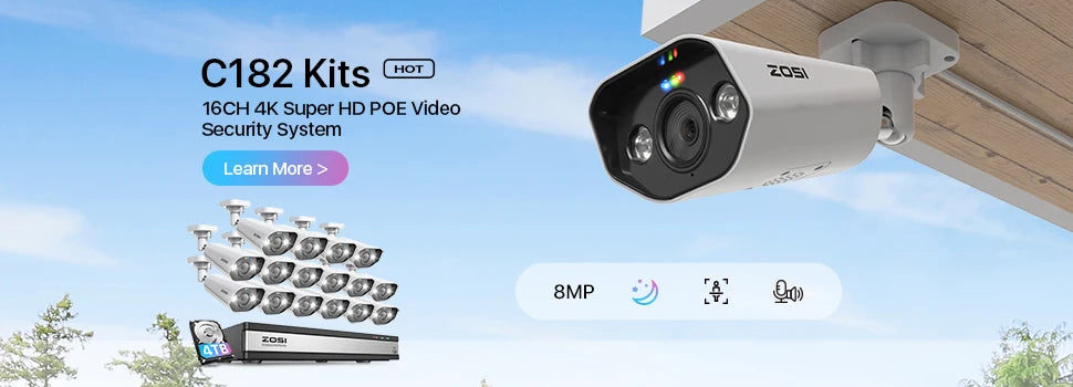 ZOSI 8CH 1080P CCTV Sistema esterno 5MP Lite Video DVR con 2/4/6/8 pezzi 2MP Wired Security Cam Sistema di videosorveglianza giorno/notte