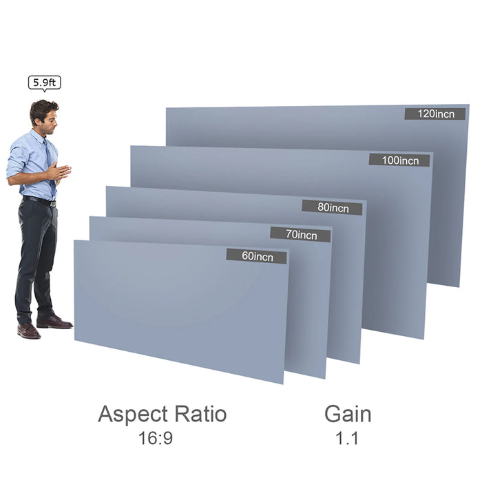 60 70 80 100 120in schermo del proiettore HD 16:9 schermo di proiezione Video senza cornice pieghevole montato a parete per lo schermo grigio dell'ufficio domestico