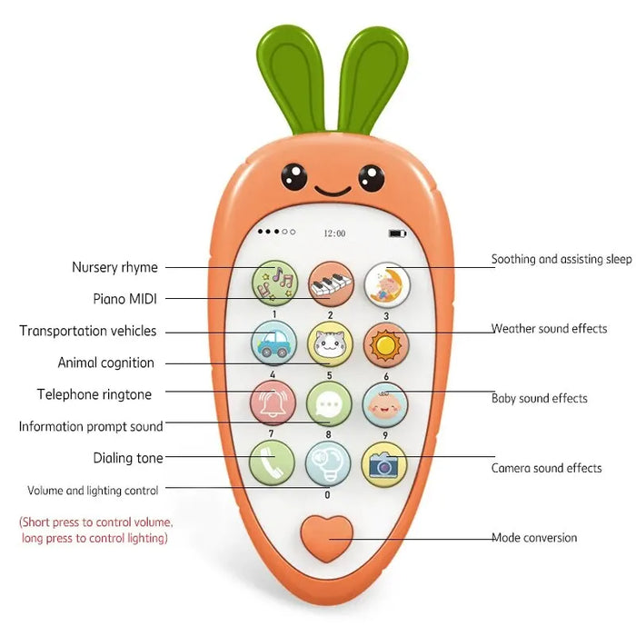 Simulato mordere telefono cellulare intelligente prima educazione cartone animato Puzzle storia musicale apprendimento telefono giocattolo