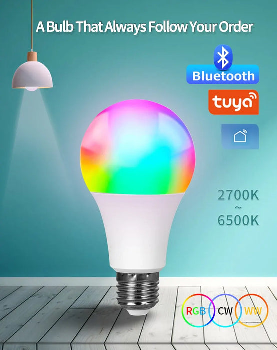 Tuya Smart Bulb E27 APP Control Bluetooth dimmerabile lampadina a LED lampada RGB 85-265V decorazione camera da letto illuminazione per feste Smart Life