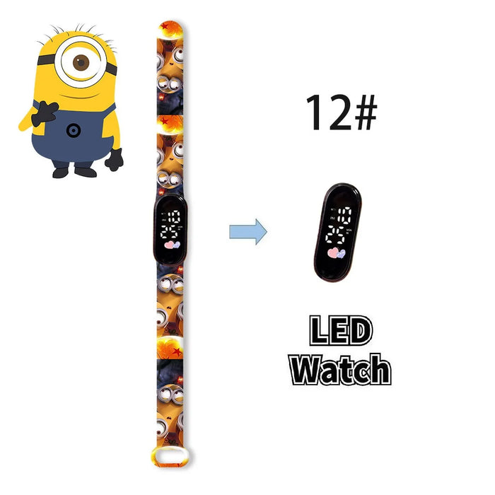 New Minions Child Watchs Anime Bob study Cartoon Digital Electronic LED Student Silicone Wristband Kids Birthday Gift Toys