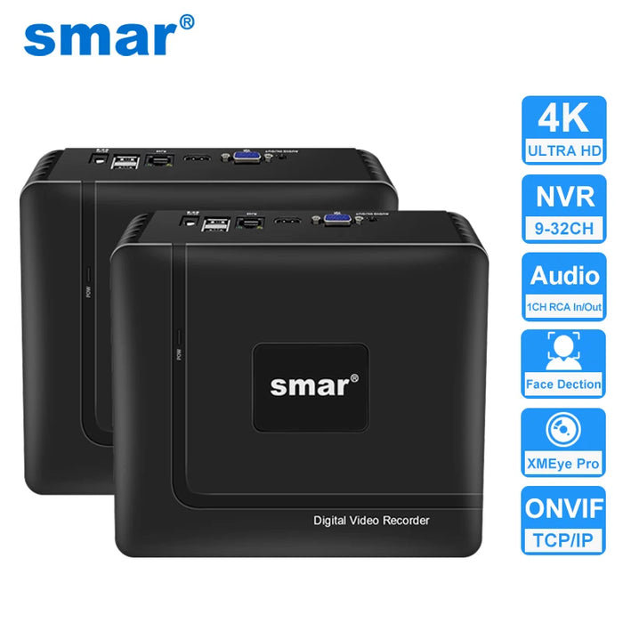 Smar H.265 Max 4K Uscita CCTV NVR Face Detection 9CH 10CH /16CH 32CH 4K Videoregistratore di sicurezza Rilevamento movimento P2P Onvif XMEYE