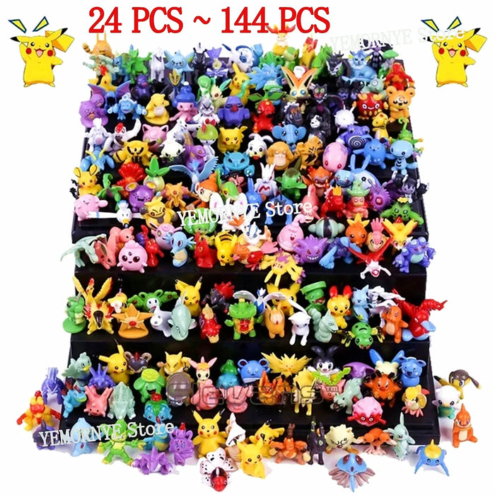 Pokemon 24-144 pz Elf 2-3cm Anime Action diverse figure di stile Pikachu Pokeball mostro giocattolo bambole modello bambino regali di natale