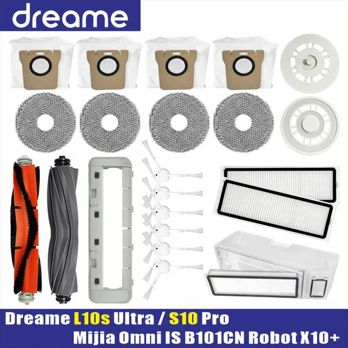 Dreame Bot L10s Pro L10s Ultra Robot aspirapolvere pezzi di ricambio, spazzola laterale in gomma, coperchio, filtro, Mop Rag, accessori per sacchetti della polvere