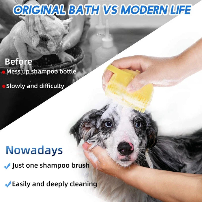 Spazzola per Shampoo per cani da compagnia 2.7oz 80ml pettine per massaggio per gatti Scrubber per toelettatura per il bagno capelli corti gomma siliconica morbida