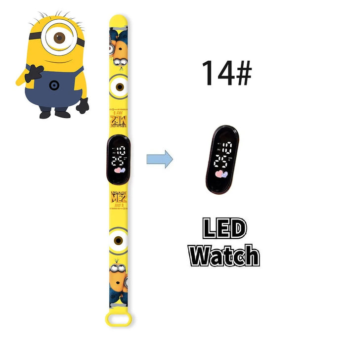 New Minions Child Watchs Anime Bob study Cartoon Digital Electronic LED Student Silicone Wristband Kids Birthday Gift Toys