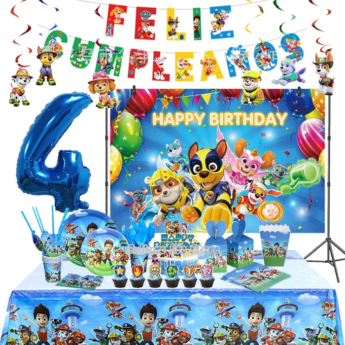 PAW Patrol Birthday Party Decoration Kids Toy Hat Gift palloncino in alluminio stoviglie usa e getta New Banner Boy Event Supplies