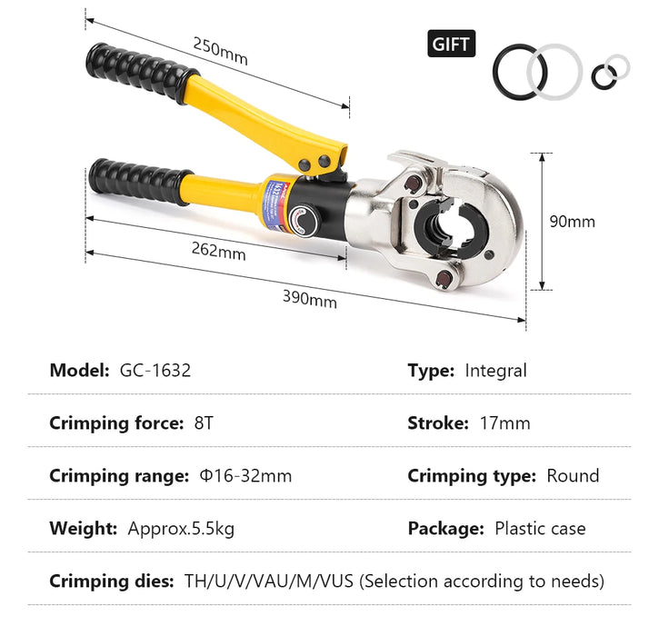 Strumenti idraulici per crimpare tubi Pex per magazzino Europa per tubi Pex, acciaio inossidabile e rame con ganasce TH, U, V, M, VAU