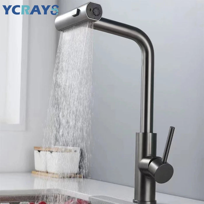 YCRAYS rubinetti da cucina neri grigio estraibile rotazione cascata flusso spruzzatore testa lavello miscelatore nichel spazzolato rubinetto dell'acqua Accessorie