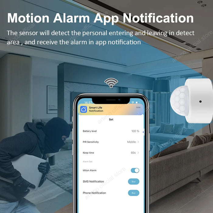 Tuya Zigbee sensore di movimento umano Smart Home Mini PIR sensore di movimento rilevatore a infrarossi sicurezza Smart Life funziona con il Gateway Alexa