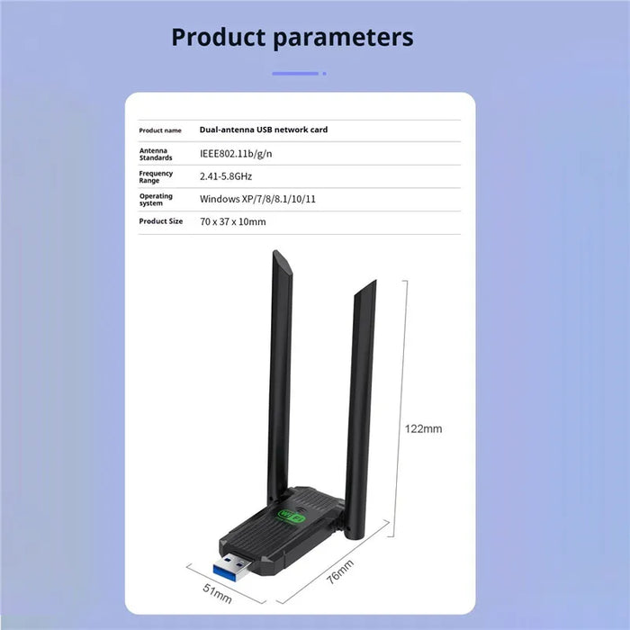 1800Mbps WiFi 6 adattatore USB 5G/2.4GHz USB3.0 Dongle wi-fi Wireless 802.11ax scheda di rete Antenna ad alto guadagno per Windows 10 11