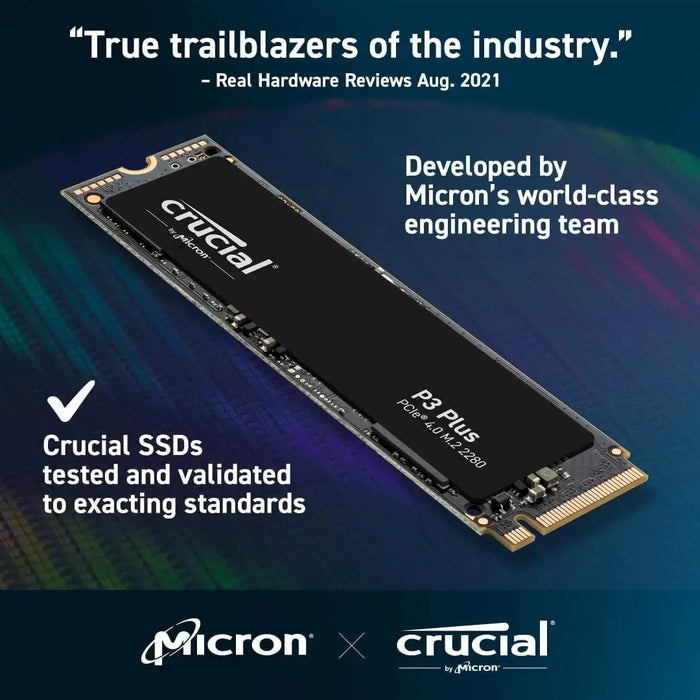 Crucial P3 Plus 2TB 1TB 500GB PCIe Gen4 3D NAND NVMe M.2 SSD, fino a 5000 MB/s