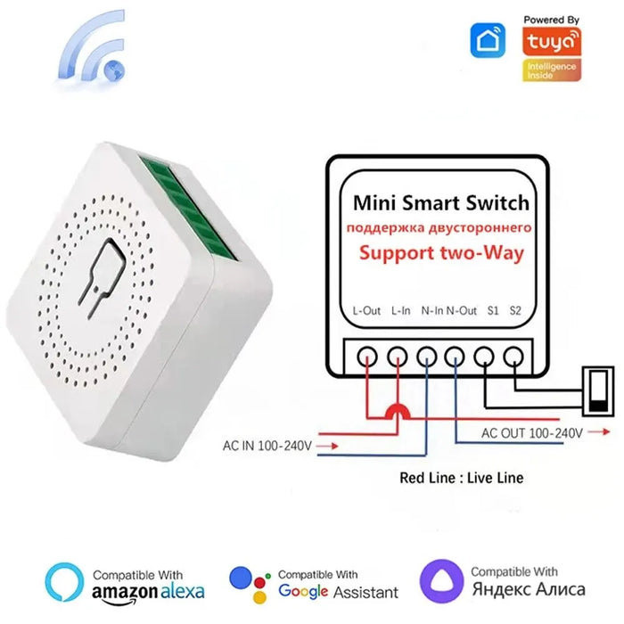 Tuya Mini 16A WiFi Switch Smart Life App controllo a 2 vie Smart Home Automation Module Interruptor funziona per Alexa Google Home