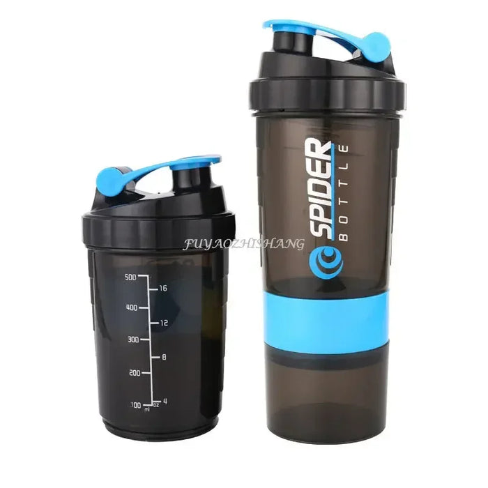 Bottiglia Shaker a 3 strati miscelazione proteica Shake Cup sport Fitness Water Cup bottiglie d'acqua in plastica in scala da 550ml con scatola per medicinali