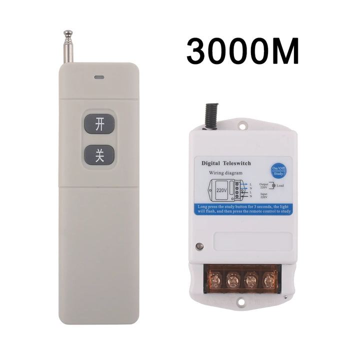 Interruttore di controllo remoto Wireless 30A 220v 1000M 3000M 5000M telecomando per trasmettitore ricevitore pompa acqua luce cancello elettrico