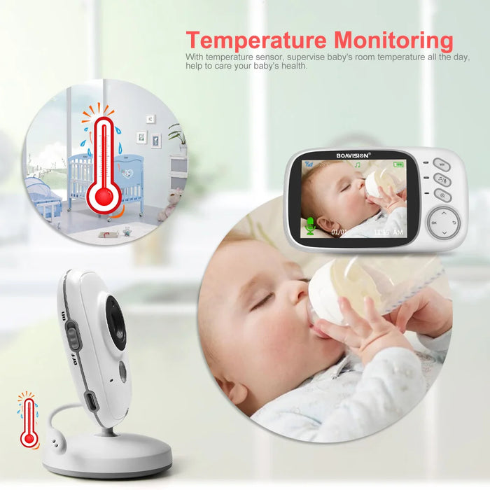 VB603 Video Baby Monitor 2.4G Wireless con LCD da 3.2 pollici Audio bidirezionale Conversazione Visione notturna Telecamera di sicurezza di sorveglianza Babysitter