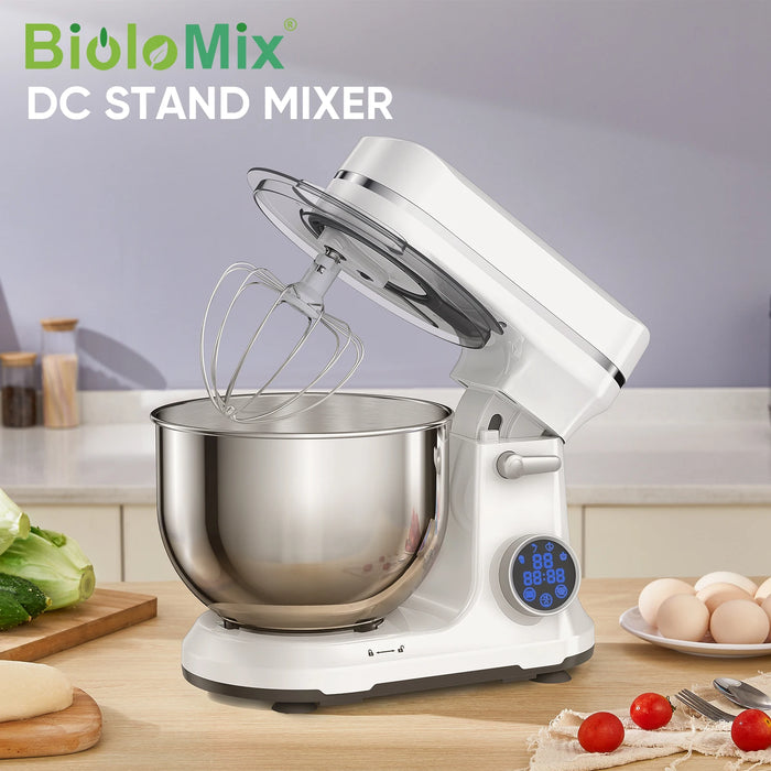 BioloMix Kitchen Food Stand Mixer, motore cc a 11 velocità da 1200W, schermo OLED digitale, robot da cucina elettrico con gancio per impastare, frusta