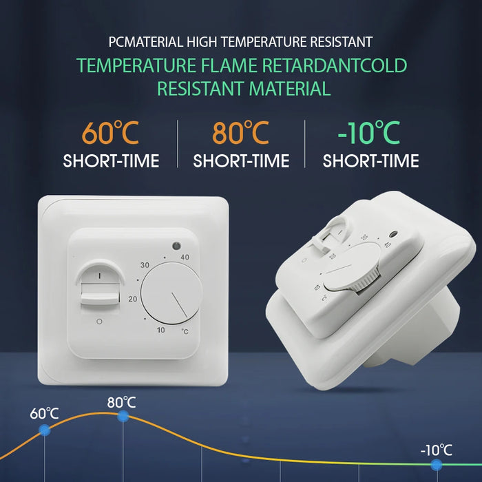 220V 16A riscaldamento a pavimento elettrico termostato ambiente cavo di riscaldamento a pavimento manuale termostato misuratore di temperatura con sensore