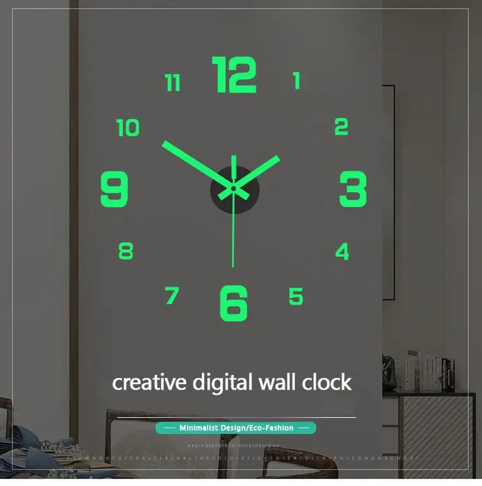 EW creativo semplice orologio digitale luminoso stile europeo fai da te orologio da parete silenzioso studio soggiorno orologio da parete senza perforazione