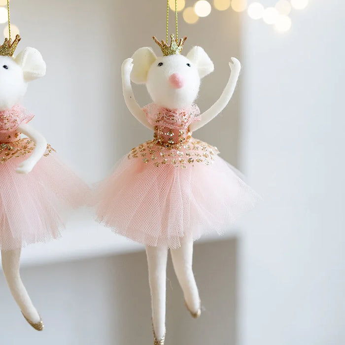 Nuovo natale Mouse bambola ciondolo ragazza balletto angelo albero di natale ciondolo peluche appeso decorazione di natale Charms regali di capodanno