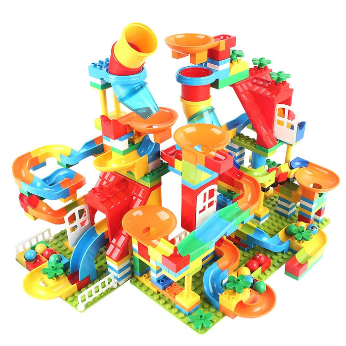 Marble Race Run Big Building Blocks Crazy Rolling Ball scivolo compatibile Dinosaur Tunnel Animal Bricks Parts accessorio giocattoli per bambini