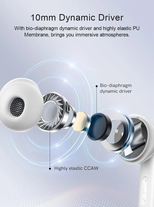 QCY T13 ANC auricolare Bluetooth 5.3 cancellazione attiva del rumore-28dB cuffie Wireless auricolari a ricarica rapida 0.068 'bassa latenza