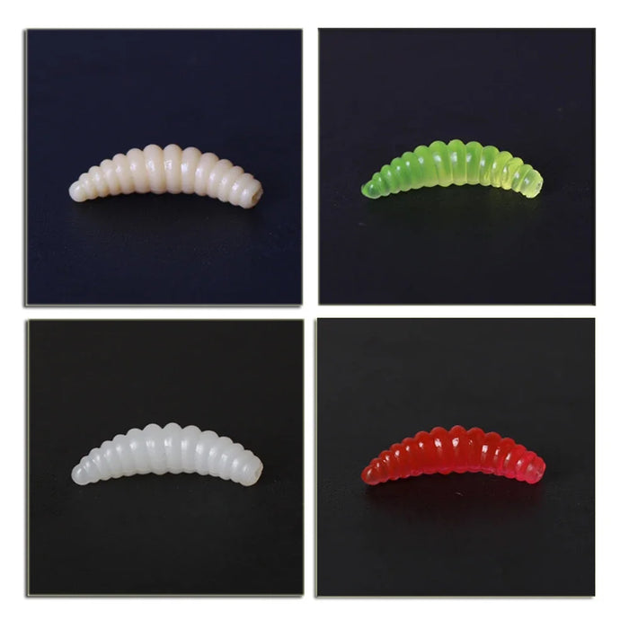 Promozione 50 pz 2cm 0.3g gaggot Grub morbido richiamo di pesca ganci odore vermi bagliore gamberetti esche di pesce