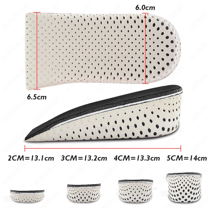 Aumento dell'altezza solette per mezze scarpe inserto per tallone scarpe sportive cuscino per cuscino supporto per arco Unisex 2-5 CM sottopiede invisibile per aumentare la suola