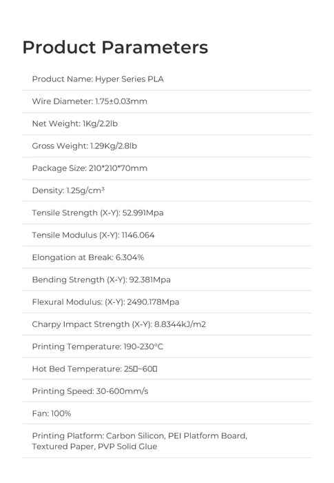 Filamento PLA Creality 1KG Hyper Series raffreddamento più rapido ad alta precisione migliore fluidità resistenza all'umidità Non tossica per stampa 3D